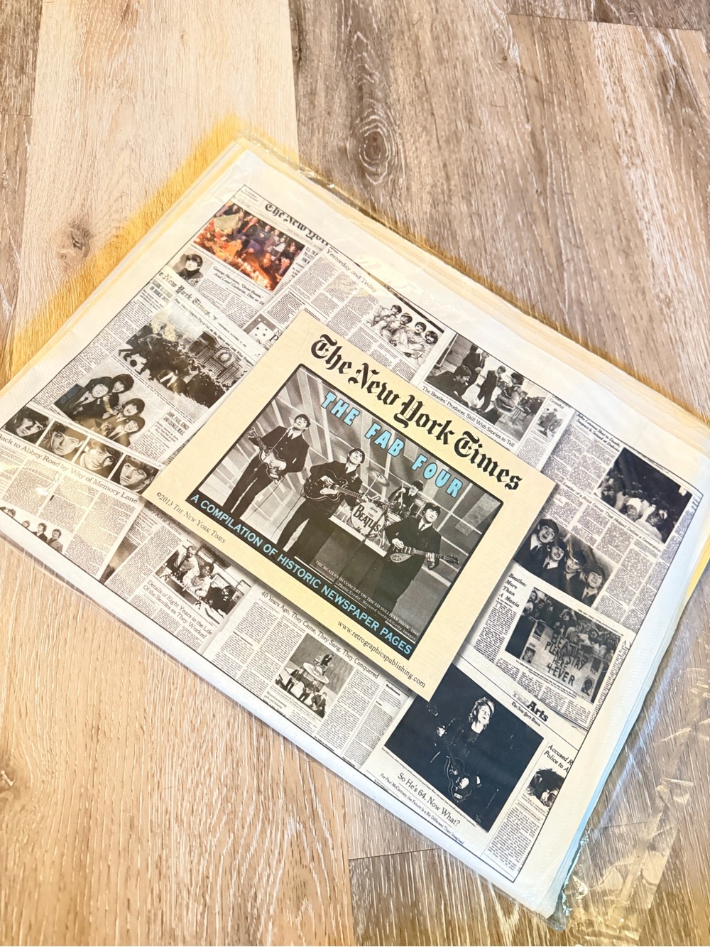 The New York Times 'The Fab Four' Vintage Newspaper Collage - Cream & Black